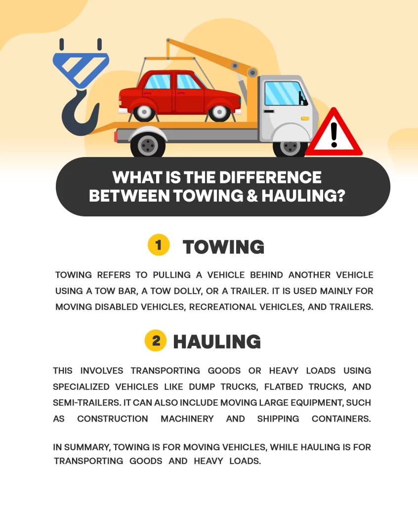 What is the difference between towing and hauling?